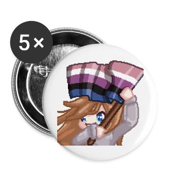Pillowg1rl Emote mit Lesbianflagge - Buttons groß 56 mm (5er Pack) - Weiß - Vorne
