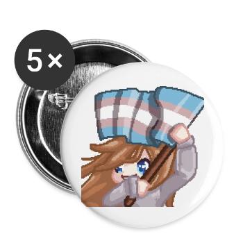 PillowG1rl Emote mit Transflagge - Buttons groß 56 mm (5er Pack) - Weiß - Vorne