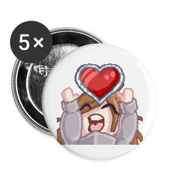 Pillowg1rl Emote mit Herz - Buttons groß 56 mm (5er Pack) - Weiß - Vorne