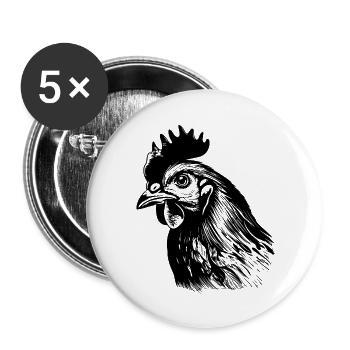 Chicken Chicken House Poultry Rooster Farm - Buttons large 2.2''/56 mm (5-pack) - white - Front