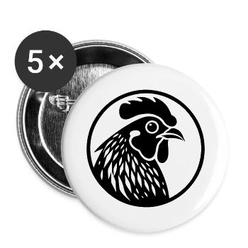 Chicken Chicken House Poultry Rooster Farm - Buttons large 2.2''/56 mm (5-pack) - white - Front