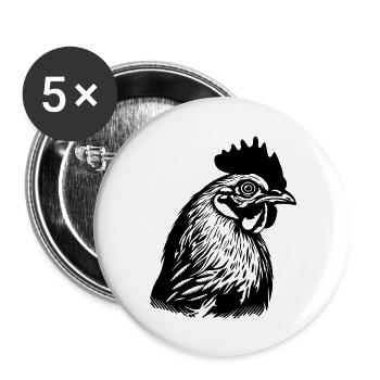 Chicken Chicken House Poultry Rooster Farm - Buttons large 2.2''/56 mm (5-pack) - white - Front