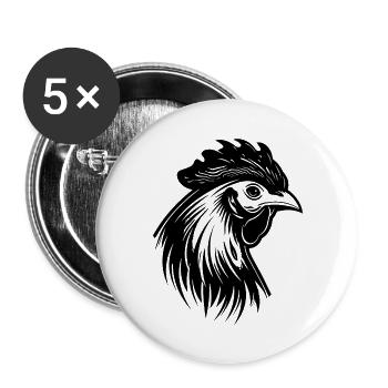Chicken Chicken House Poultry Rooster Farm - Buttons large 2.2''/56 mm (5-pack) - white - Front