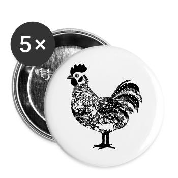 Chicken Chicken House Poultry Rooster Farm - Buttons large 2.2''/56 mm (5-pack) - white - Front
