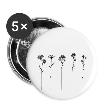 Traits floraux délicats - Lot de 5 grands badges (56 mm) - blanc - Devant