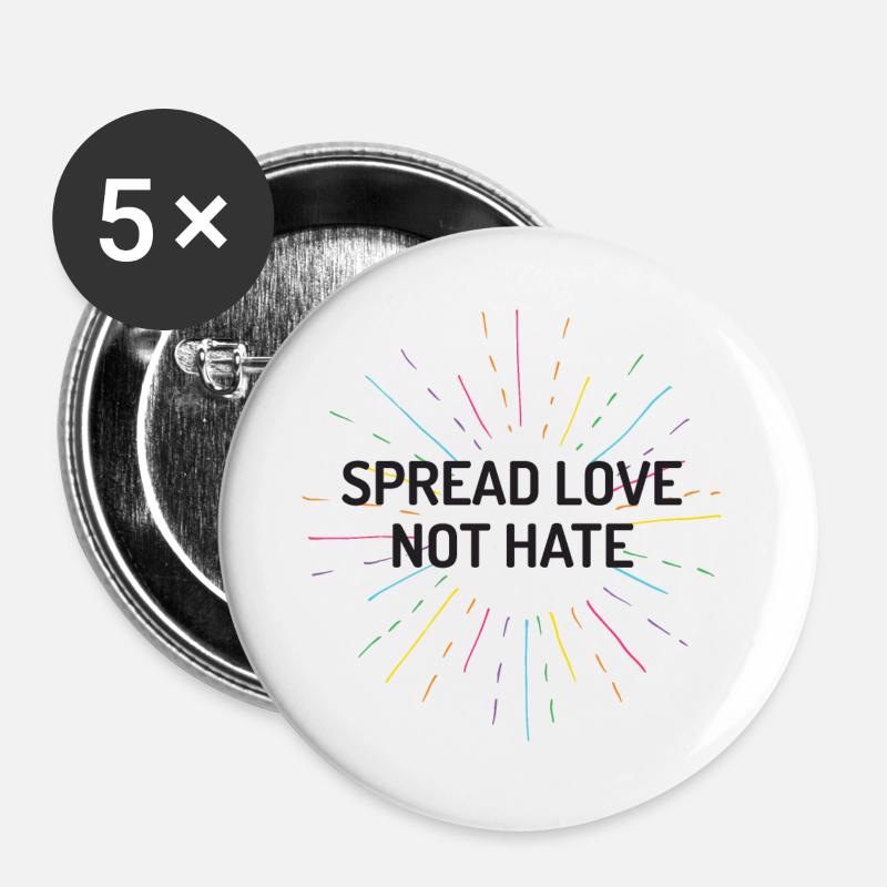 Pride Month - Spread Love Not Hate - Buttons large 2.2''/56 mm (5-pack) - white
