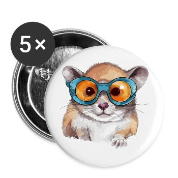 Tak the spectacled squirrel - Buttons large 2.2''/56 mm (5-pack) - white - Front