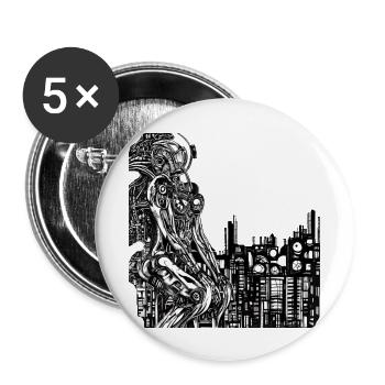 Machine Woman Roboter - Buttons groß 56 mm (5er Pack) - Weiß - Vorne
