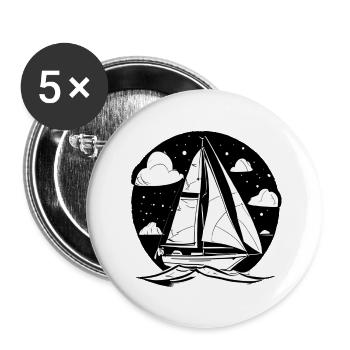 Voile Sailor Sailing Ship Voilier Voilier - Lot de 5 grands badges (56 mm) - blanc - Devant