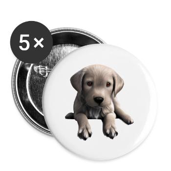 Labrador, propriétaire du chiot Labrador Retriever - Lot de 5 grands badges (56 mm) - blanc - Devant