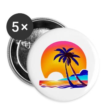 Sommerurlaub Insel Strand Palmen Sonne Palme - Buttons groß 56 mm (5er Pack) - Weiß - Vorne