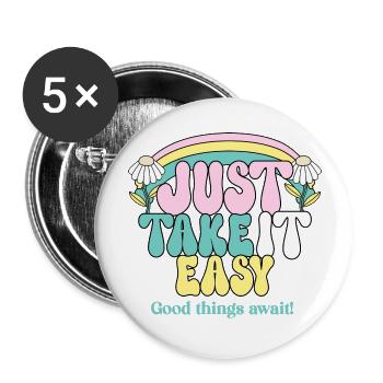Allez-y doucement - Lot de 5 grands badges (56 mm) - blanc - Devant