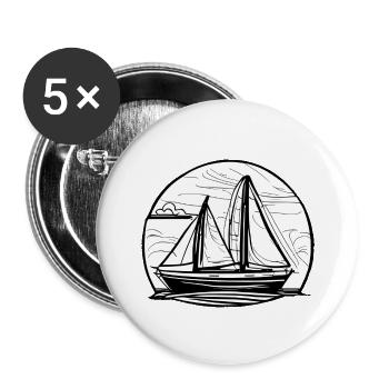 Segelsport Segelboot Segler Segelschiff Segeln - Buttons groß 56 mm (5er Pack) - Weiß - Vorne