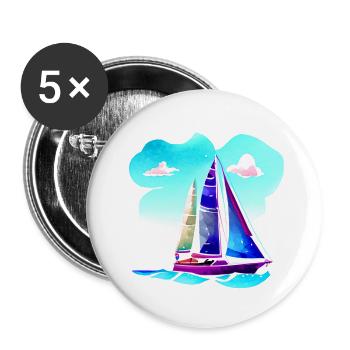 Voile Sailor Sailing Ship Voilier Voilier - Lot de 5 grands badges (56 mm) - blanc - Devant