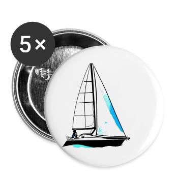 Segelsport Segelboot Segler Segelschiff Segeln - Buttons groß 56 mm (5er Pack) - Weiß - Vorne
