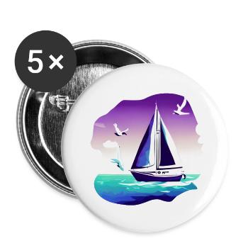 Segelschiff Segeln Segelboot Segelsport Segler - Buttons groß 56 mm (5er Pack) - Weiß - Vorne
