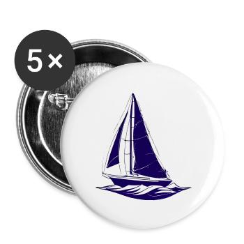Segelsport Segelboot Segler Segelschiff Segeln - Buttons groß 56 mm (5er Pack) - Weiß - Vorne
