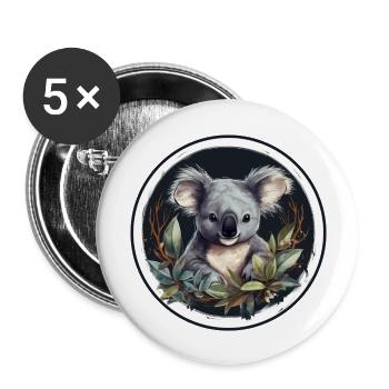 Koala mignon - Lot de 5 grands badges (56 mm) - blanc - Devant