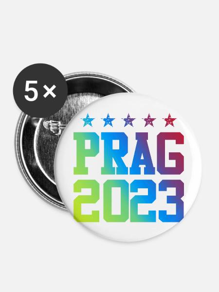 Prag 2023 - Buttons groß 56 mm (5er Pack) - Weiß