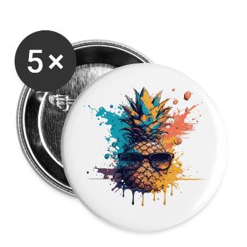 Drôle de fruit d’ananas - Lot de 5 grands badges (56 mm) - blanc - Devant