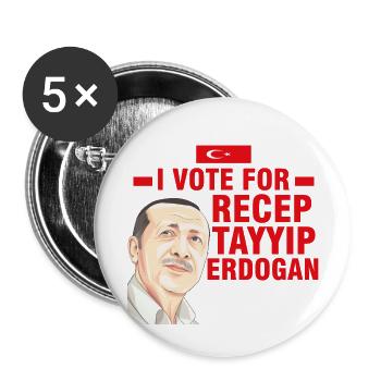 I vote for Recep Tayyip Erdogan - Buttons large 2.2''/56 mm (5-pack) - white - Front