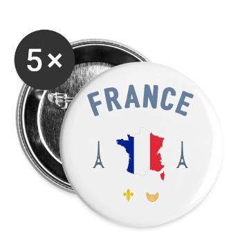 France - Lot de 5 grands badges (56 mm) - blanc - Devant