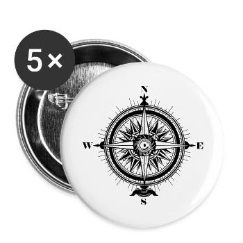Compass Nautical Sailboat Seafarer - Buttons large 2.2''/56 mm (5-pack) - white - Front