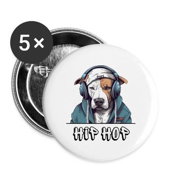 Hip Hop Chien Idée Cadeau passion - Lot de 5 grands badges (56 mm) - blanc - Devant