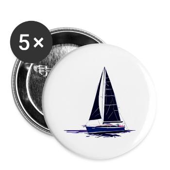 Voilier Voilier Voilier Voile Voile Marin - Lot de 5 grands badges (56 mm) - blanc - Devant