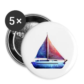 Segelboot Segelschiff Segeln Segelsport Segler - Buttons groß 56 mm (5er Pack) - Weiß - Vorne