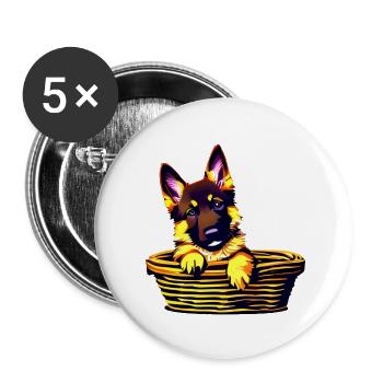 Shepherd and dog design dog owners - Buttons large 2.2''/56 mm (5-pack) - white - Front