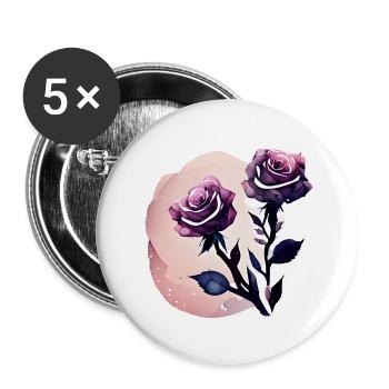 Rose Roses Flowers Bouquet - Buttons large 2.2''/56 mm (5-pack) - white - Front