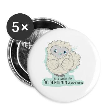 Lioba Seidenhuhn - Buttons groß 56 mm (5er Pack) - Weiß - Vorne
