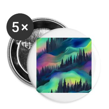 Northern Lights Glow: Polarlichter-Kollektion - Buttons groß 56 mm (5er Pack) - Weiß - Vorne
