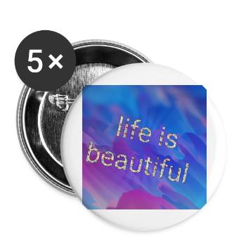 Das Leben ist schön - Buttons groß 56 mm (5er Pack) - Weiß - Vorne