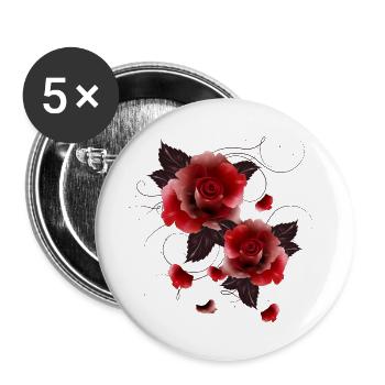 two beautiful fascinating red roses - Buttons large 2.2''/56 mm (5-pack) - white - Front