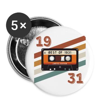 1931 rétro vintage anniversaire - Lot de 5 grands badges (56 mm) - blanc - Devant