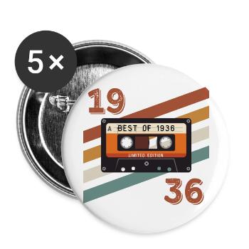 1936 retro vintage anniversary - Buttons large 2.2''/56 mm (5-pack) - white - Front