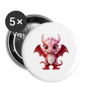 Adorable fantasy red dragon - Buttons large 2.2''/56 mm (5-pack) - white - Front