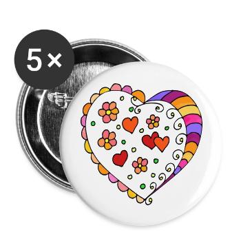 Herz - Buttons groß 56 mm (5er Pack) - Weiß - Vorne