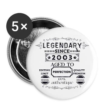 Perfekt gereift Jahrgang 2003 - Buttons groß 56 mm (5er Pack) - Weiß - Vorne
