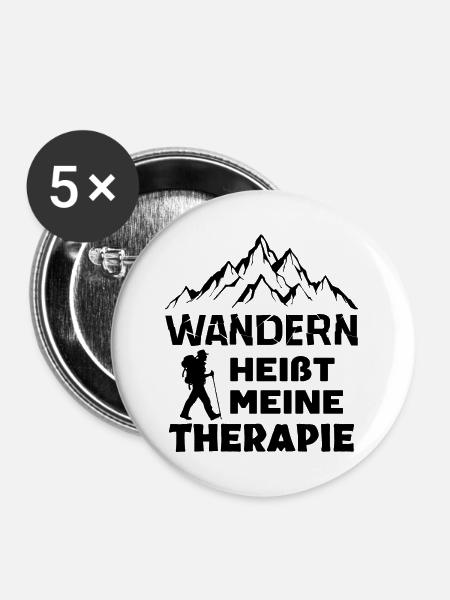 Bergwanderung Wanderung Wanderer Wandern Statement - Buttons groß 56 mm (5er Pack) - Weiß