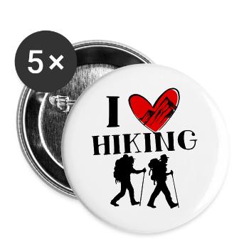 I love hiking statement hiker heart climbing - Buttons large 2.2''/56 mm (5-pack) - white - Front