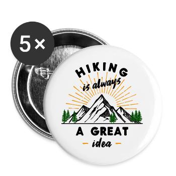 Hike Mountaineering Hiking Hiker Statement - Buttons large 2.2''/56 mm (5-pack) - white - Front