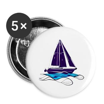 Voilier Voilier Voilier à voile - Lot de 5 grands badges (56 mm) - blanc - Devant