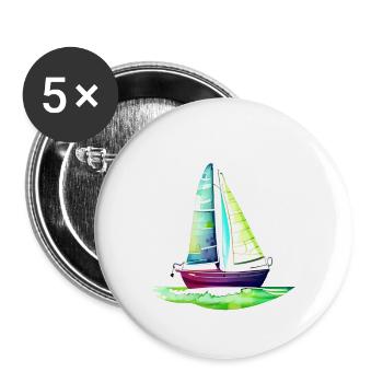 Voilier Voilier Voilier à voile - Lot de 5 grands badges (56 mm) - blanc - Devant