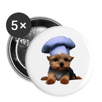 Yorkshire Terrier Restaurateur Chien Chien Chiot Cuisine - Lot de 5 grands badges (56 mm) - blanc - Devant