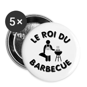 Le roi du barbecue - bbq - Grillage - Barbecue - Lot de 5 grands badges (56 mm) - blanc - Devant