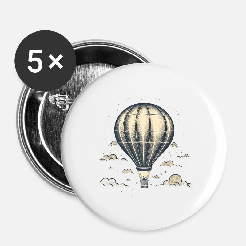 Retro Balloon - Buttons large 2.2''/56 mm (5-pack) - white