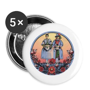 Sorbische Folklore – Paar in Tracht - Buttons groß 56 mm (5er Pack) - Weiß - Vorne